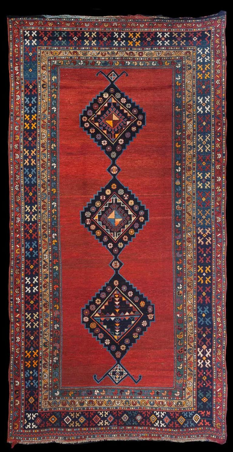 Antico tappeto Caucasico Kazak, di epoca fine ‘800/ primi ‘900, in buono stato di conservazione; Misure: 330×163 cm Codice: 0010