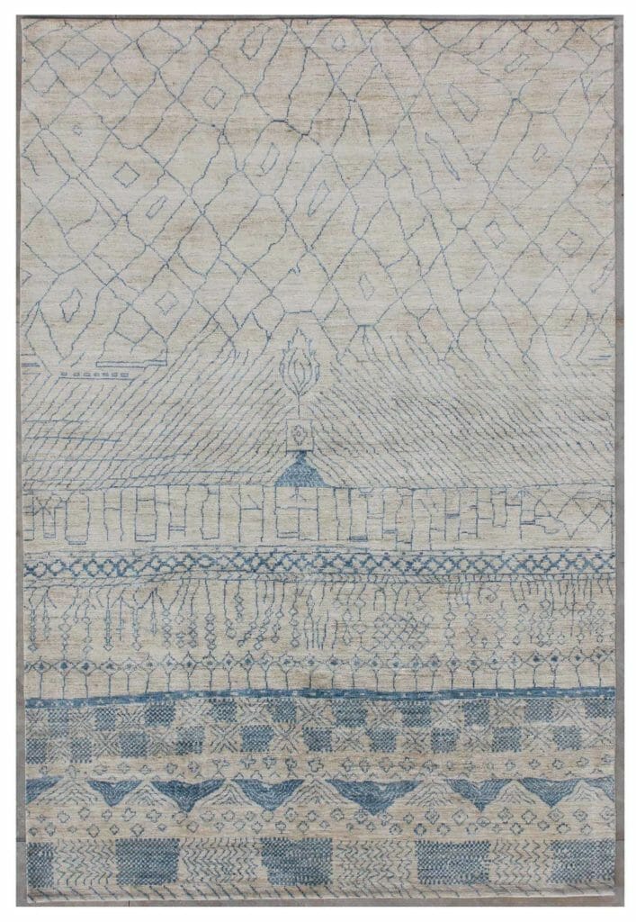 Tappeto Moderno Gabbeh disegno berbero, lane filate a mano. Mis. 266×176 cm. Cod. 71124
